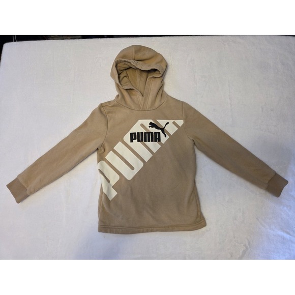 Puma Other - PUMA Boys Hooded Pullover Hoodie Beige Logo Graphic Size 5 (6/7)